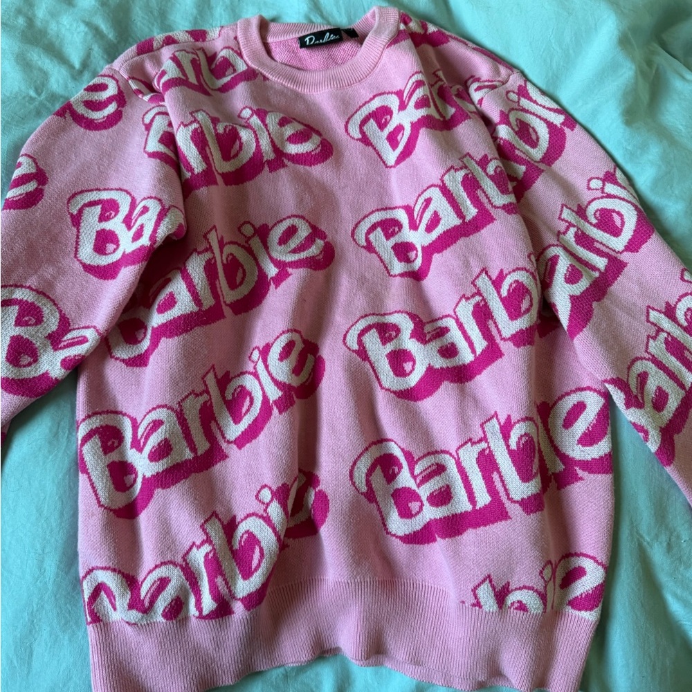Barbie Logo Pink Crew Neck Sweater